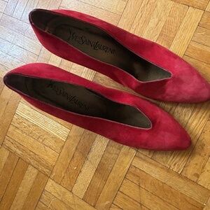 vintage YSL 80s suede heels red